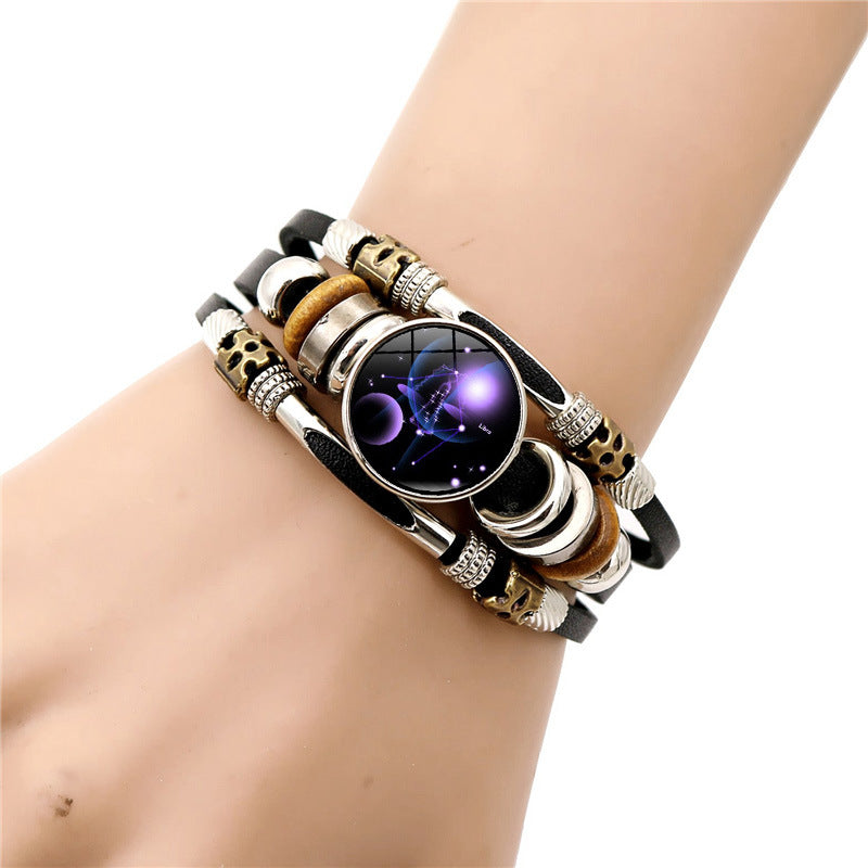 Luminous Twelve Zodiac Signs Leather Bracelet