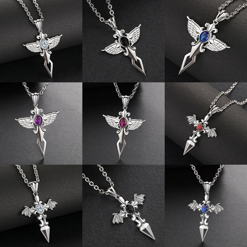 Stainless steel cross pendant necklace