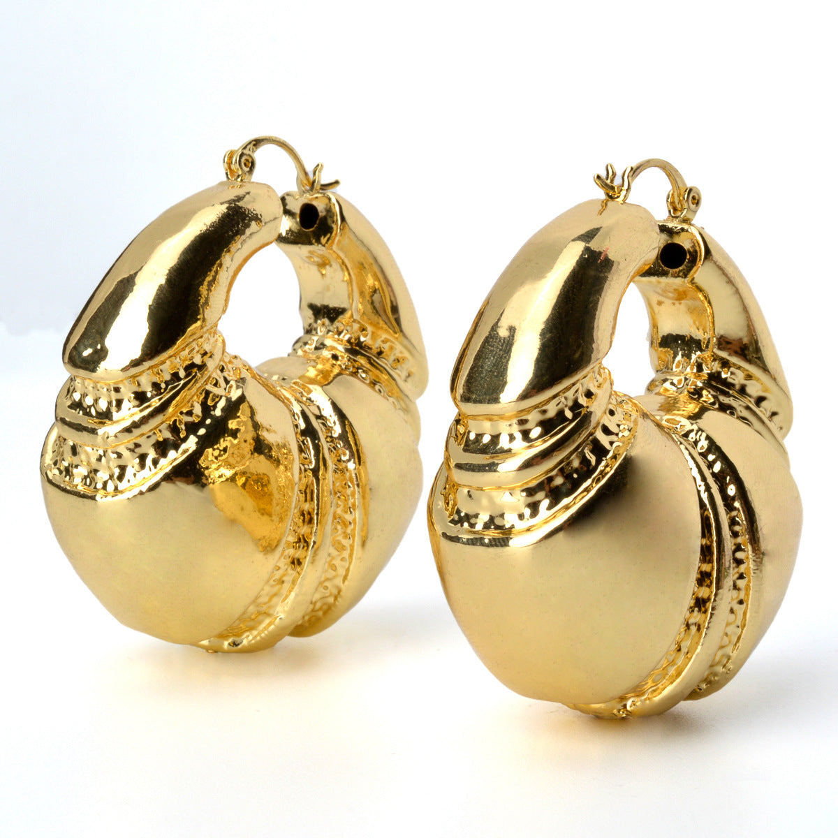 High-end metallic geometric-textured earrings