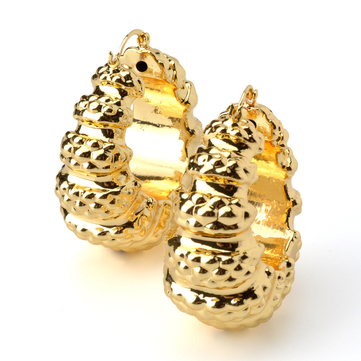 High-end metallic geometric-textured earrings