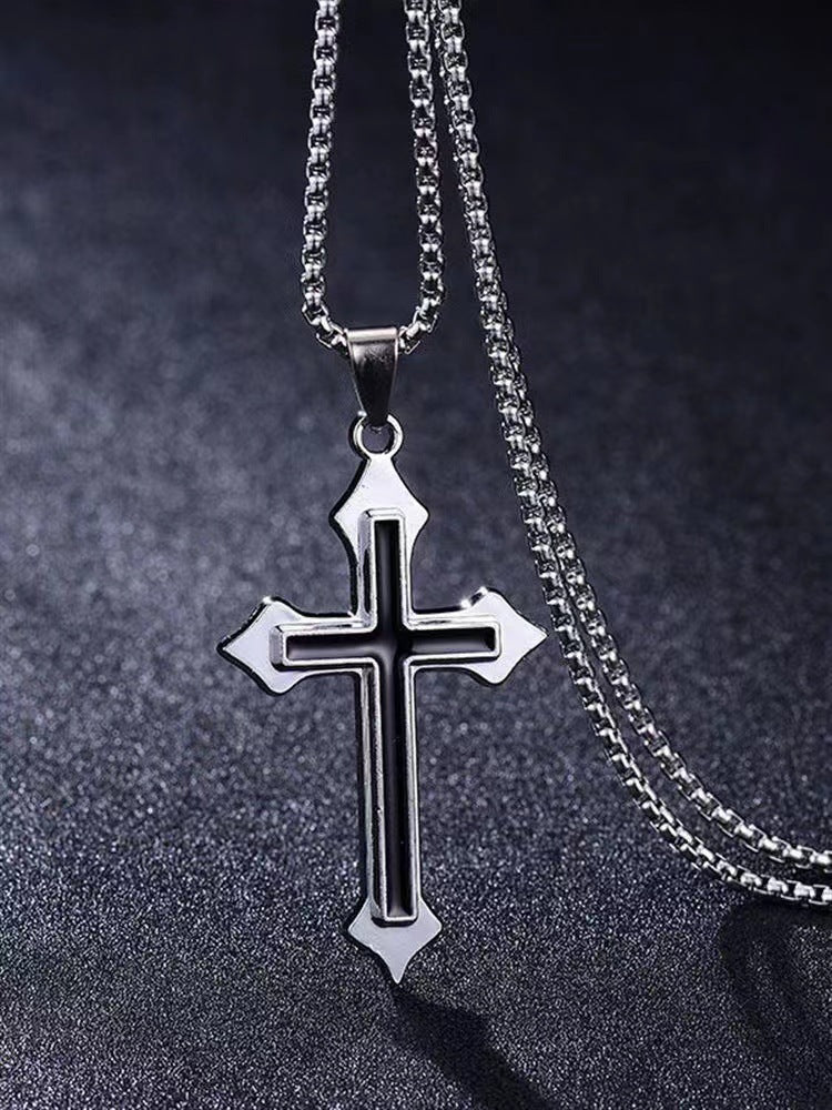 Stainless steel cross pendant necklace