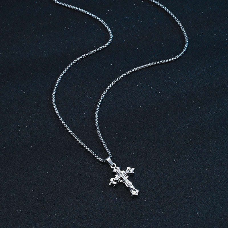 Stainless steel cross pendant necklace