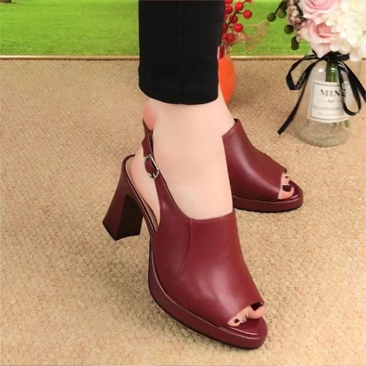 Imsgurus💓Stylish and Comfortable High Heel Leather Sandals for Women