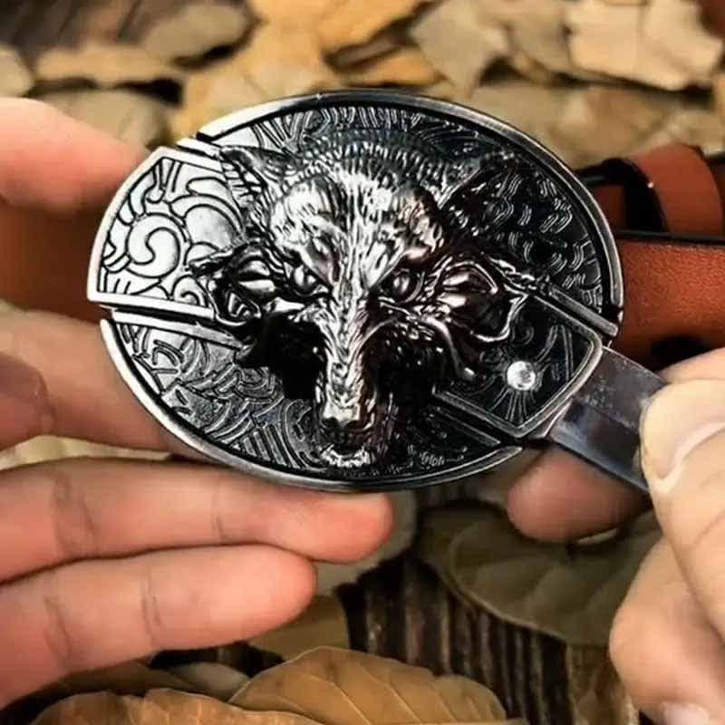 🔥LAST DAY 50% OFF🔥Fashion Punk Men's Hidden Folding Knife Leather Belt