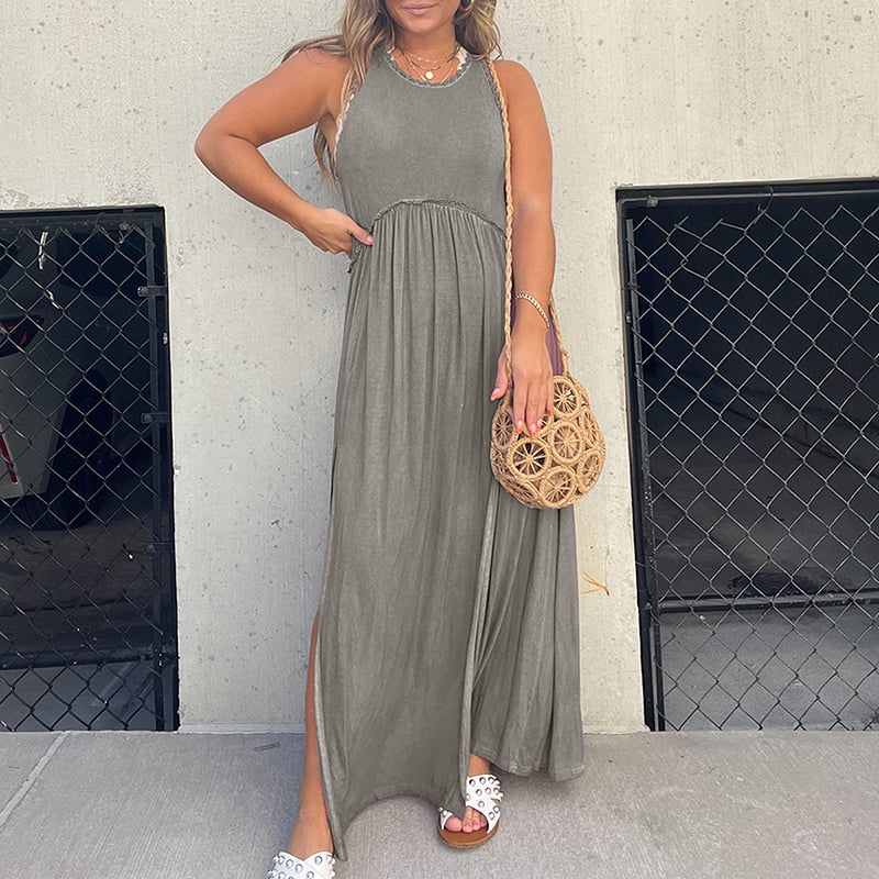 Imsgurus💓Slit Casual Simple Loose Maxi Long Dress