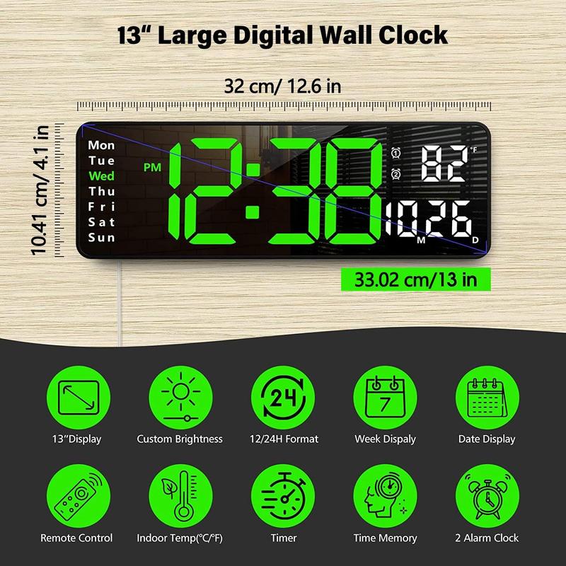Upgraded Digital Wall Clock Large Display