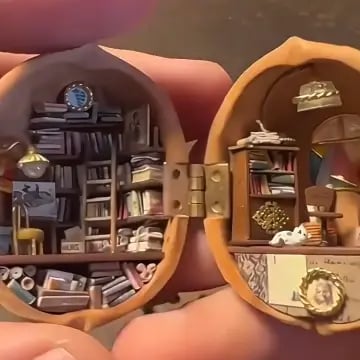 Imsgurus🔥Handmade - Mini Library, a small world in a walnut