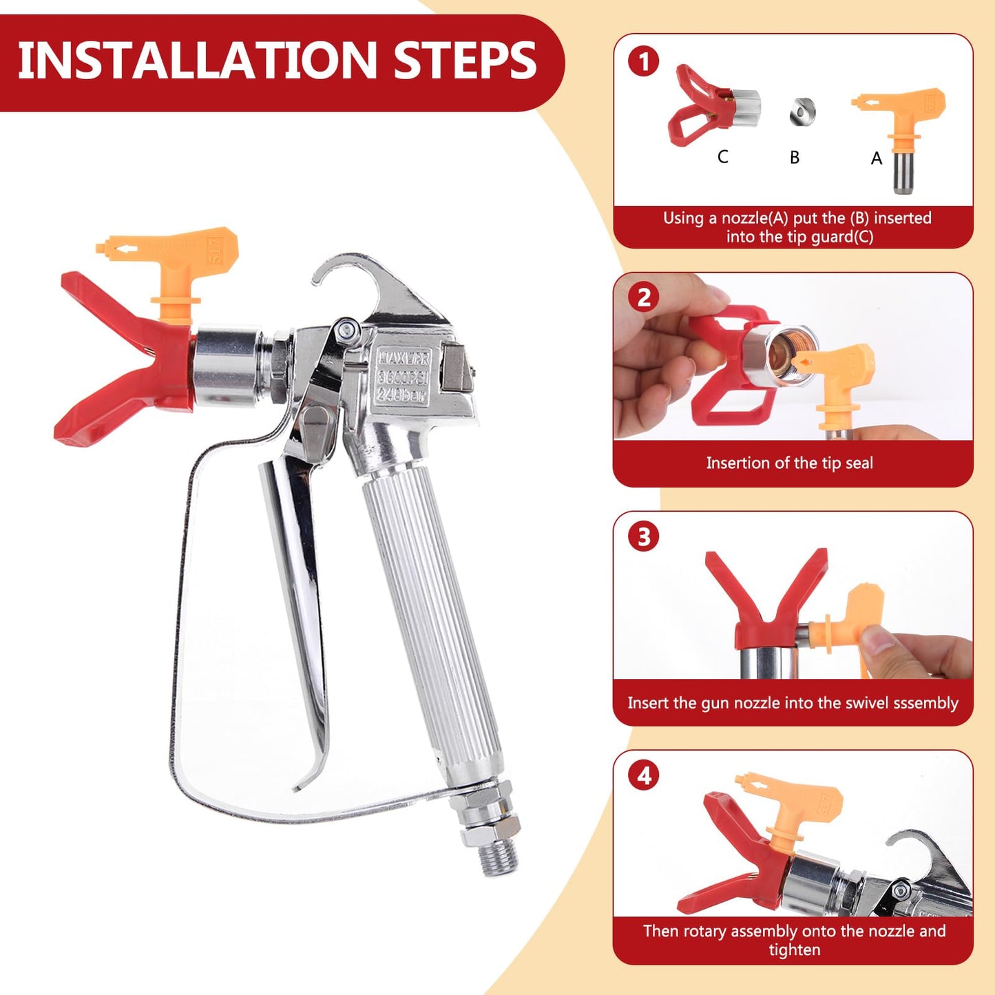 Imsgurus🔥3600PSI Airless Paint Spray Gun Protector Power Tool Sprayer