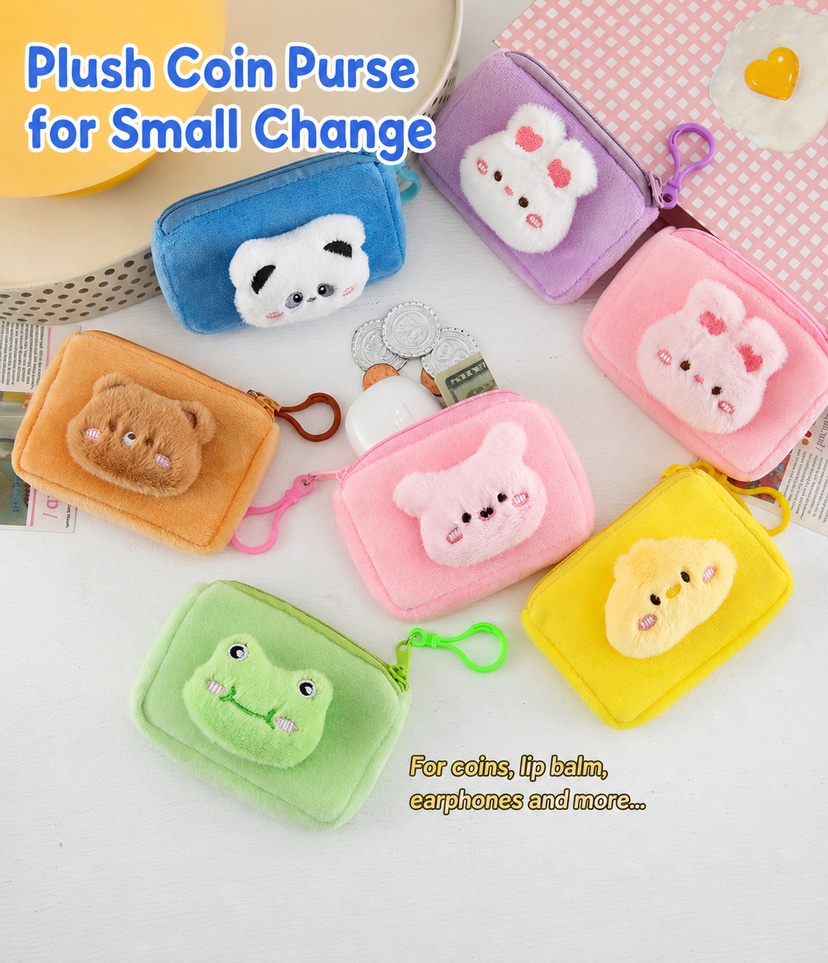 Cute cartoon plush coin purse