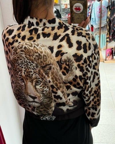 Leopard print drawstring bomber jacket