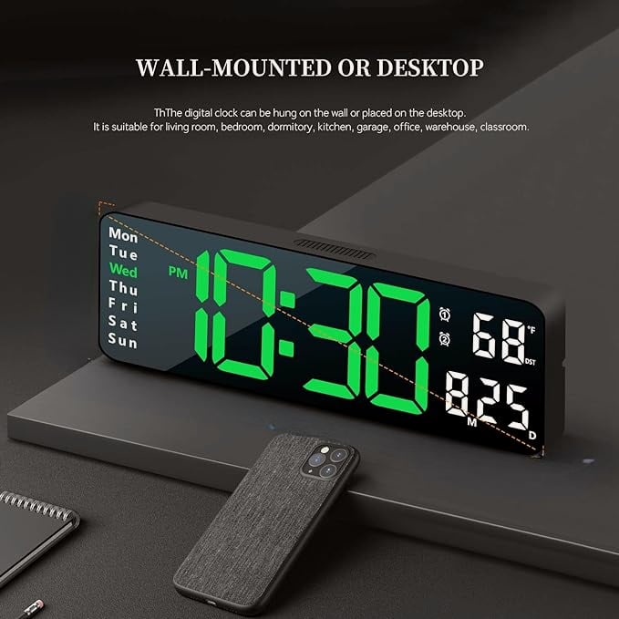 Upgraded Digital Wall Clock Large Display