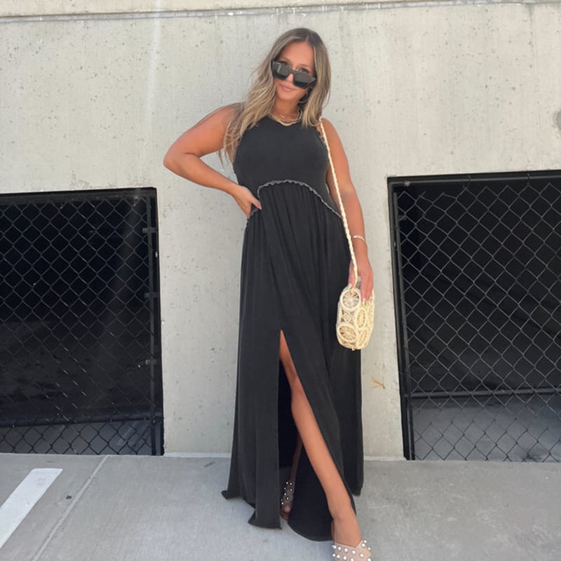 Imsgurus💓Slit Casual Simple Loose Maxi Long Dress