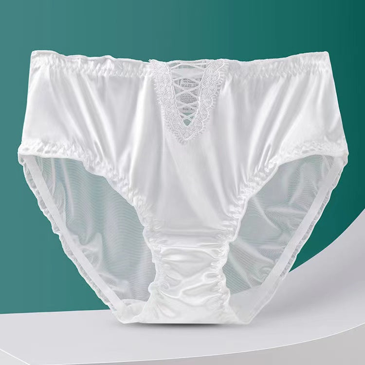 Imsgurus💓Women's Satin Ice Silk Seamless Lace Briefs